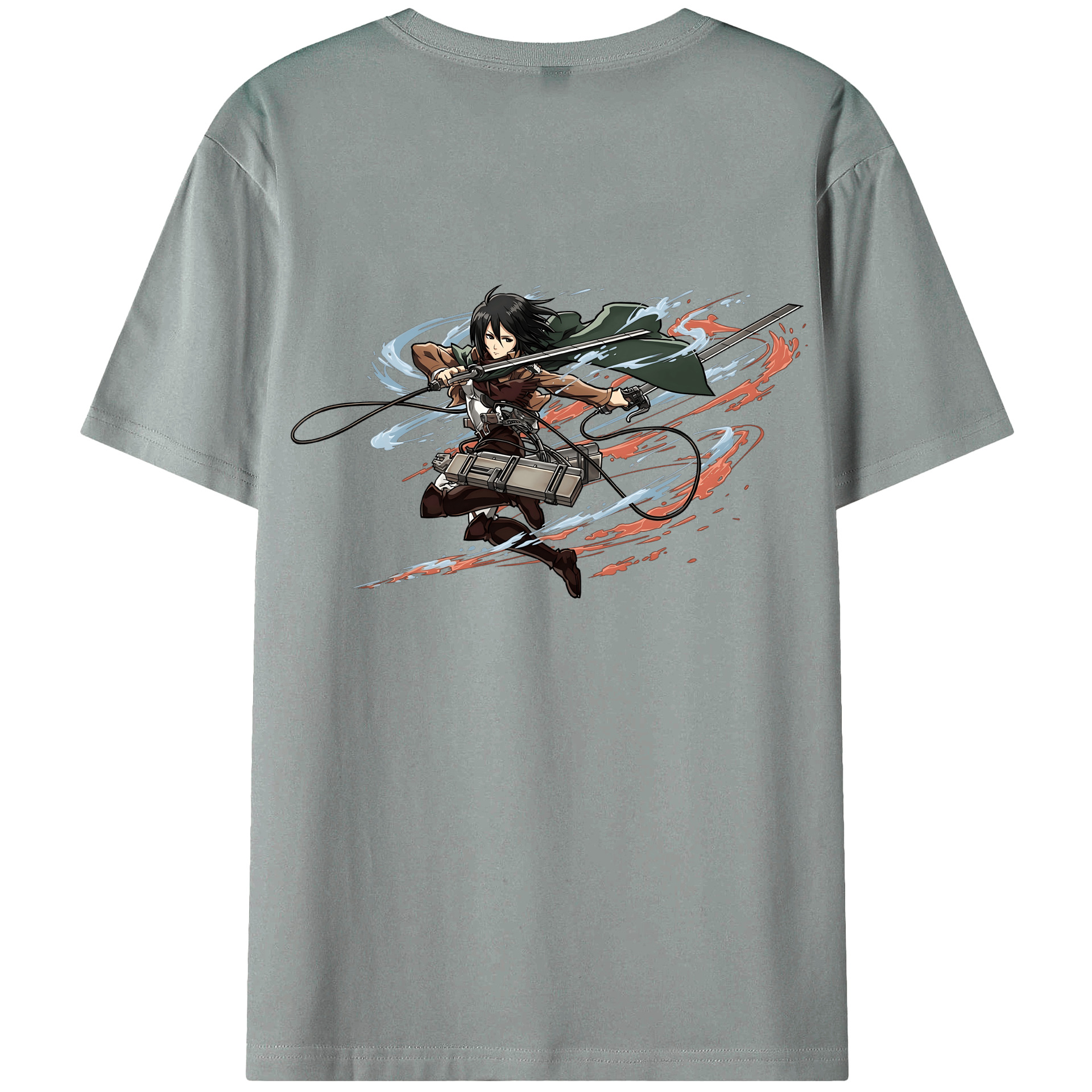 （画像用） 進撃の巨人 ミカサ·アッカーマン Attack on Titan Mikasa Ackerman 綿100％ メンズ半袖Tシャツ（バックプリント） 通気性